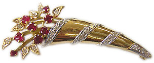 ruby and diamond spray brooch